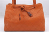 Authentic CHANEL Calf Skin Matelasse Shoulder Tote Bag Orange CC 9659D