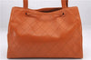 Authentic CHANEL Calf Skin Matelasse Shoulder Tote Bag Orange CC 9659D