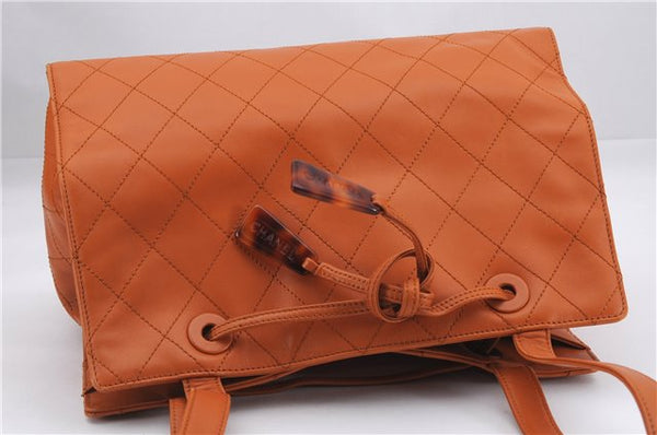 Authentic CHANEL Calf Skin Matelasse Shoulder Tote Bag Orange CC 9659D