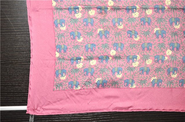 Auth HERMES Petit Carre 40 Scarf Handkerchief Elephant Pattern Silk Purple 9664C