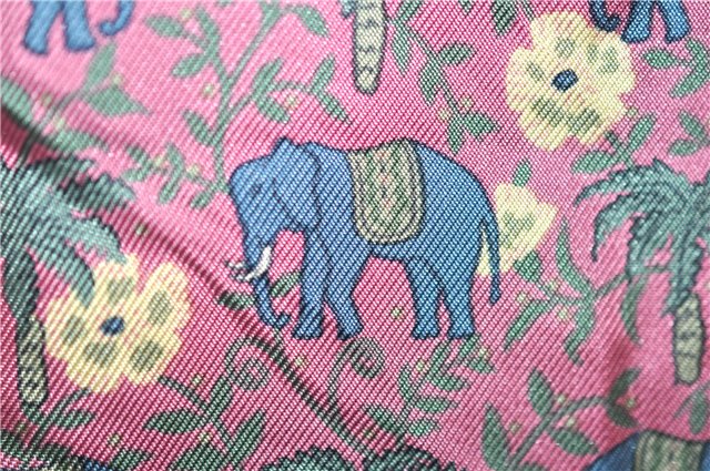 Auth HERMES Petit Carre 40 Scarf Handkerchief Elephant Pattern Silk Purple 9664C