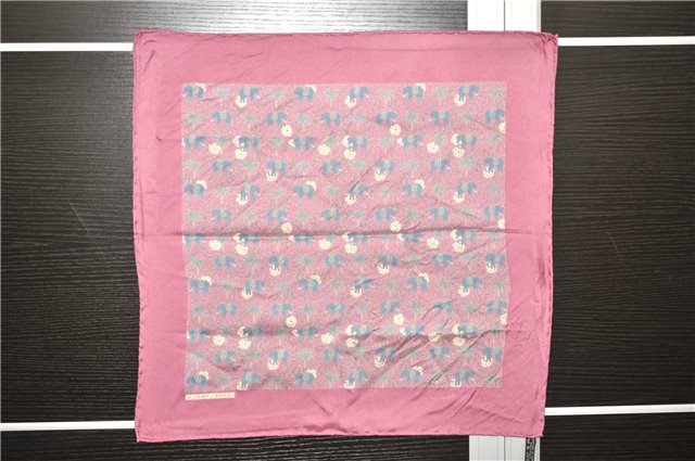 Auth HERMES Petit Carre 40 Scarf Handkerchief Elephant Pattern Silk Purple 9664C