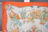 Authentic HERMES Carre 90 Scarf "LES FETES DU ROI SOLEIL" Silk Orange 9670F