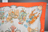 Authentic HERMES Carre 90 Scarf "LES FETES DU ROI SOLEIL" Silk Orange 9670F