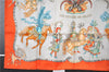 Authentic HERMES Carre 90 Scarf "LES FETES DU ROI SOLEIL" Silk Orange 9670F