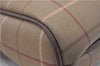 Authentic Burberrys Vintage Check Clutch Bag Purse Canvas Leather Khaki 9679C