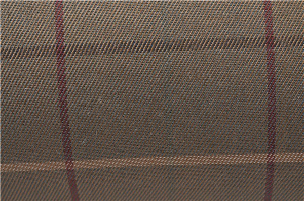 Authentic Burberrys Vintage Check Clutch Bag Purse Canvas Leather Khaki 9679C