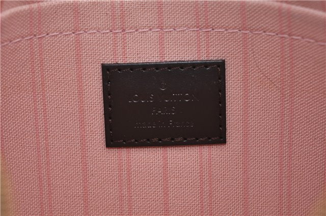 Auth Louis Vuitton Damier Neverfull Pouch Purse Clutch Rose Ballerine Pink 9682C