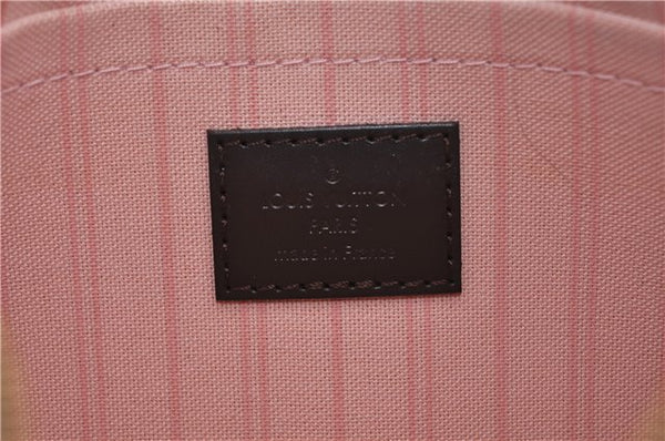 Auth Louis Vuitton Damier Neverfull Pouch Purse Clutch Rose Ballerine Pink 9682C