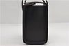 Authentic BURBERRY Check Vintage Leather Hand Bag Purse Black 9686E