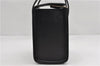 Authentic BURBERRY Check Vintage Leather Hand Bag Purse Black 9686E