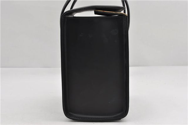 Authentic BURBERRY Check Vintage Leather Hand Bag Purse Black 9686E