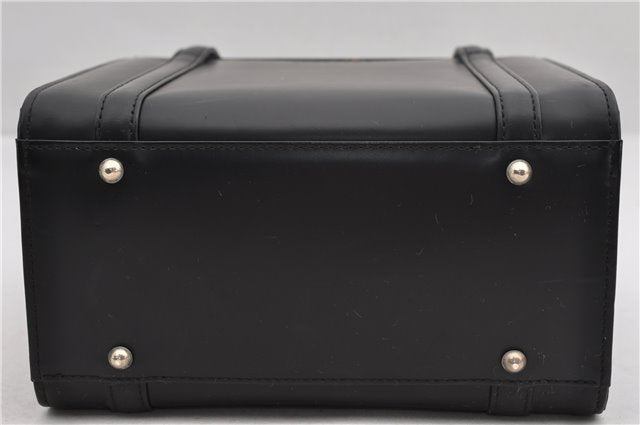 Authentic BURBERRY Check Vintage Leather Hand Bag Purse Black 9686E