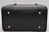 Authentic BURBERRY Check Vintage Leather Hand Bag Purse Black 9686E