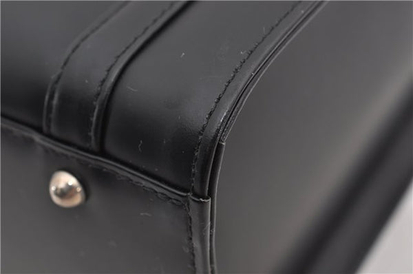 Authentic BURBERRY Check Vintage Leather Hand Bag Purse Black 9686E
