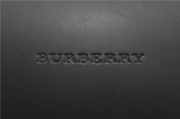 Authentic BURBERRY Check Vintage Leather Hand Bag Purse Black 9686E