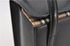 Authentic BURBERRY Check Vintage Leather Hand Bag Purse Black 9686E