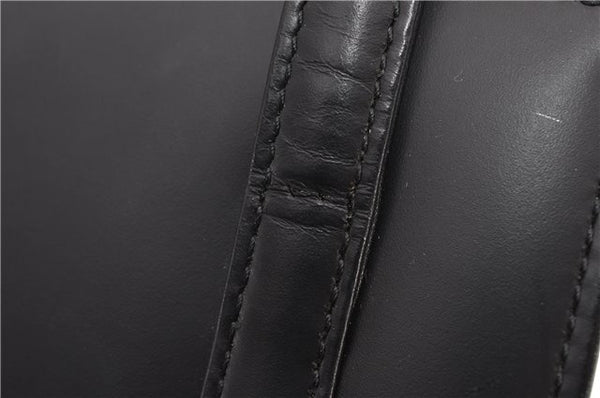 Authentic BURBERRY Check Vintage Leather Hand Bag Purse Black 9686E