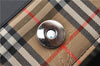 Authentic BURBERRY Check Vintage Leather Hand Bag Purse Black 9686E