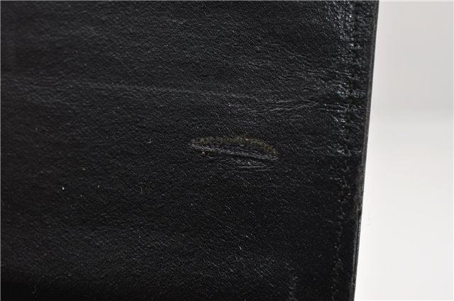 Authentic BURBERRY Check Vintage Leather Hand Bag Purse Black 9686E