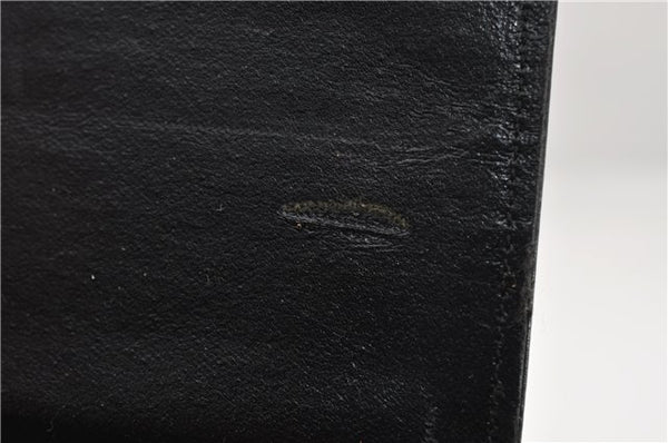 Authentic BURBERRY Check Vintage Leather Hand Bag Purse Black 9686E