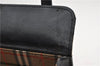 Authentic BURBERRY Check Vintage Leather Hand Bag Purse Black 9686E
