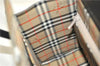 Authentic BURBERRY Check Vintage Leather Hand Bag Purse Black 9686E