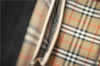 Authentic BURBERRY Check Vintage Leather Hand Bag Purse Black 9686E