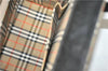Authentic BURBERRY Check Vintage Leather Hand Bag Purse Black 9686E