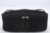 Authentic Christian Dior Trotter Vanity Bag Pouch Canvas Leather Black CD 9688C