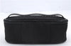 Authentic Christian Dior Trotter Vanity Bag Pouch Canvas Leather Black CD 9688C