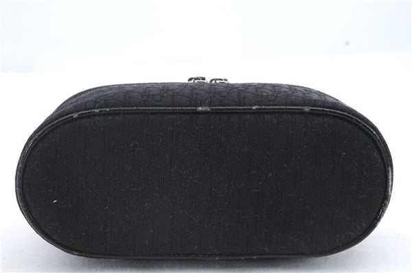 Authentic Christian Dior Trotter Vanity Bag Pouch Canvas Leather Black CD 9688C