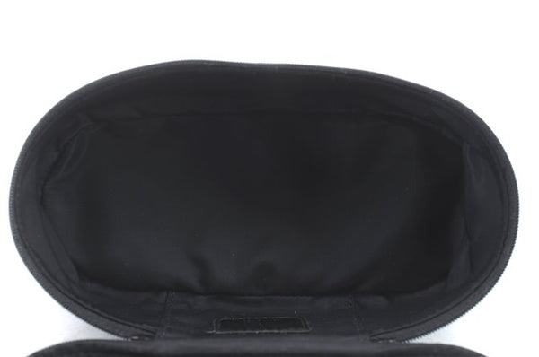 Authentic Christian Dior Trotter Vanity Bag Pouch Canvas Leather Black CD 9688C