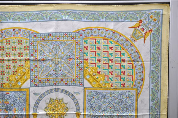 Authentic HERMES Carre 90 Scarf "CIELS BYZANTINS" Silk Yellow 9689C