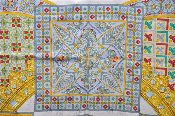 Authentic HERMES Carre 90 Scarf "CIELS BYZANTINS" Silk Yellow 9689C