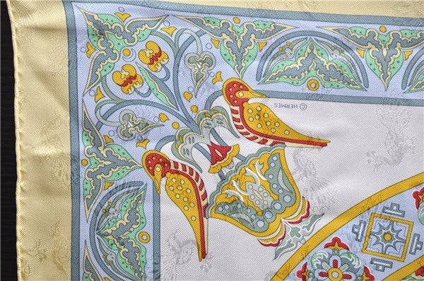 Authentic HERMES Carre 90 Scarf "CIELS BYZANTINS" Silk Yellow 9689C