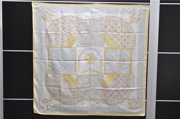 Authentic HERMES Carre 90 Scarf "CIELS BYZANTINS" Silk Yellow 9689C