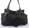 Authentic PRADA Vintage Tassel Shoulder Drawstring Bag Leather Black 9689E