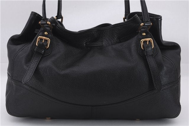 Authentic PRADA Vintage Tassel Shoulder Drawstring Bag Leather Black 9689E
