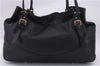 Authentic PRADA Vintage Tassel Shoulder Drawstring Bag Leather Black 9689E