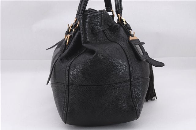 Authentic PRADA Vintage Tassel Shoulder Drawstring Bag Leather Black 9689E