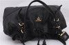 Authentic PRADA Vintage Tassel Shoulder Drawstring Bag Leather Black 9689E