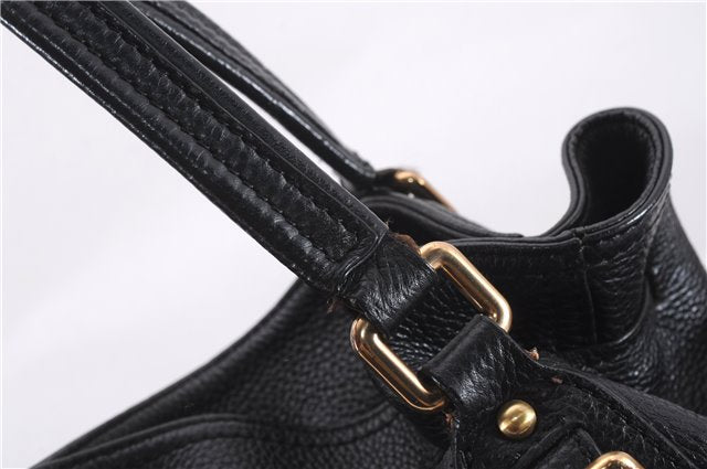 Authentic PRADA Vintage Tassel Shoulder Drawstring Bag Leather Black 9689E