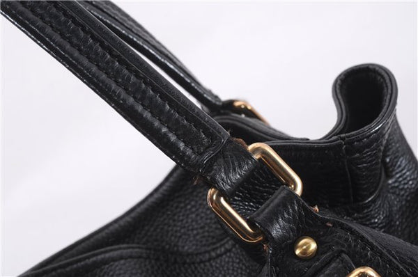 Authentic PRADA Vintage Tassel Shoulder Drawstring Bag Leather Black 9689E