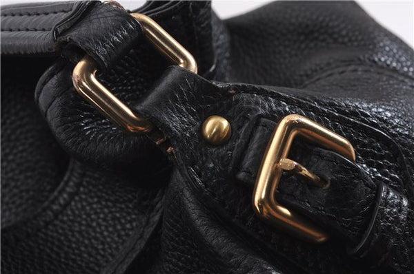 Authentic PRADA Vintage Tassel Shoulder Drawstring Bag Leather Black 9689E