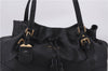 Authentic PRADA Vintage Tassel Shoulder Drawstring Bag Leather Black 9689E