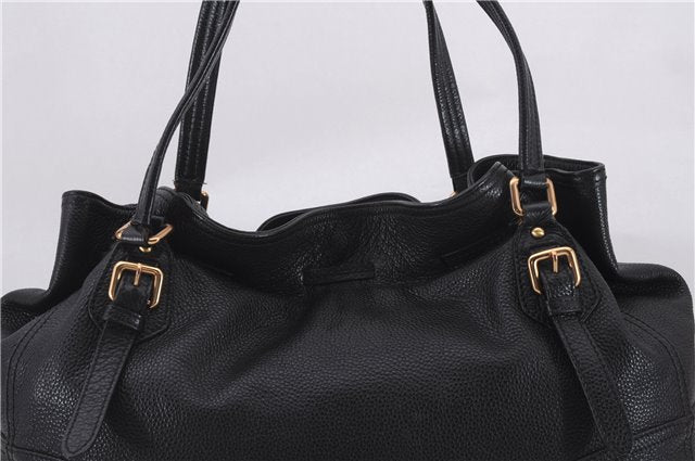 Authentic PRADA Vintage Tassel Shoulder Drawstring Bag Leather Black 9689E