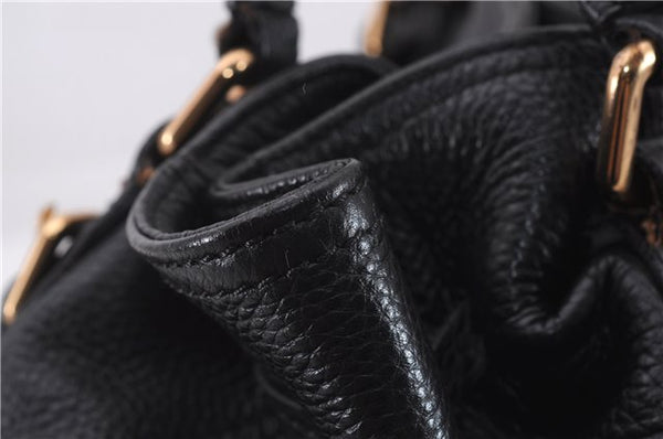 Authentic PRADA Vintage Tassel Shoulder Drawstring Bag Leather Black 9689E