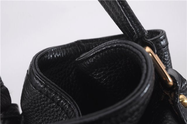 Authentic PRADA Vintage Tassel Shoulder Drawstring Bag Leather Black 9689E