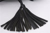 Authentic PRADA Vintage Tassel Shoulder Drawstring Bag Leather Black 9689E